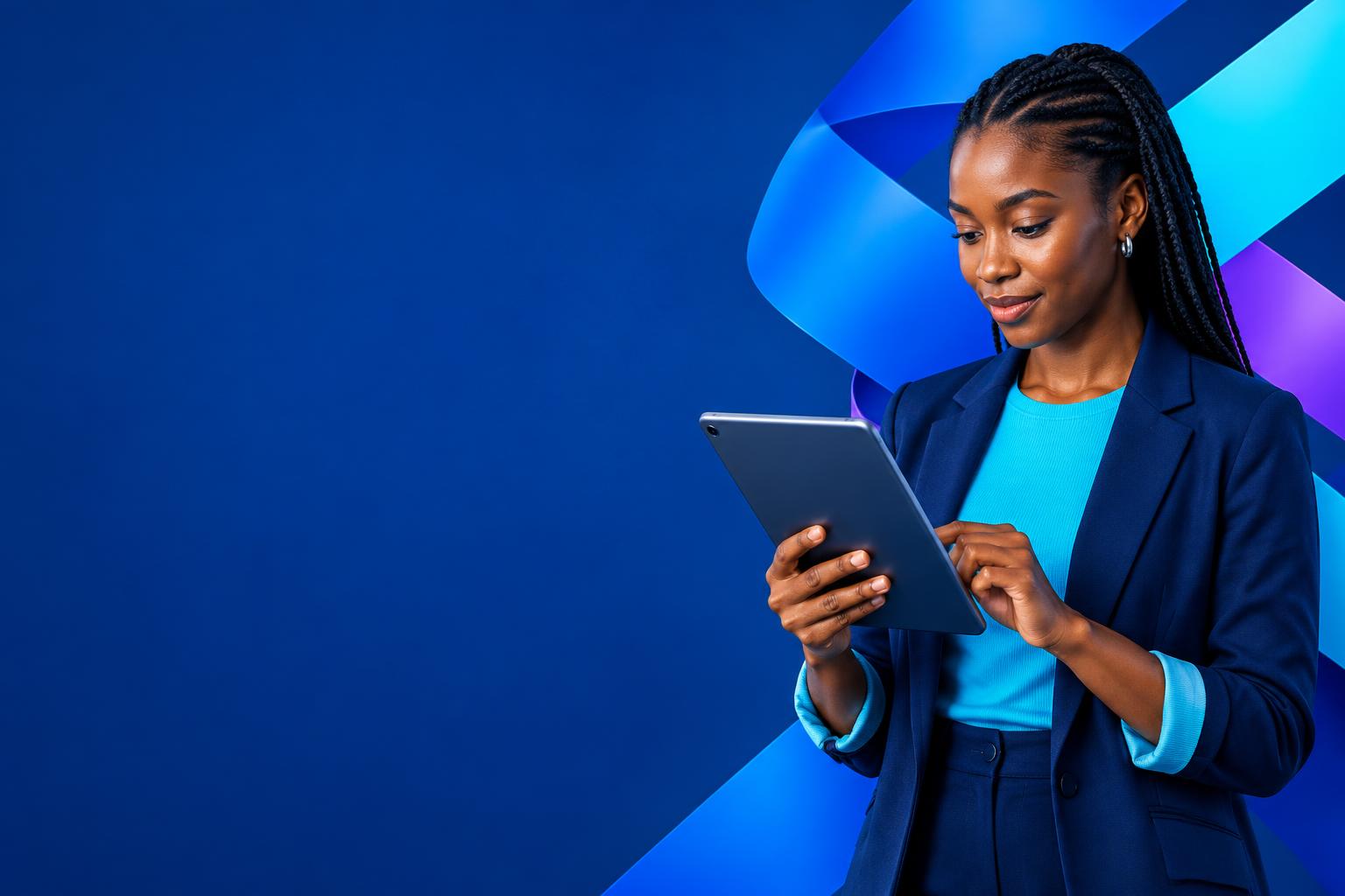A learner building practical digital skills on a tablet