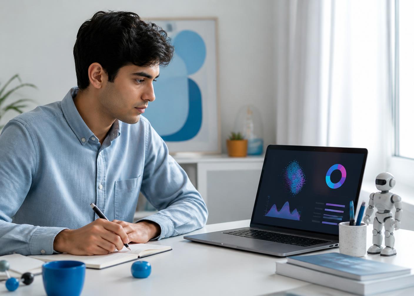 A learner building practical AI skills at a laptop